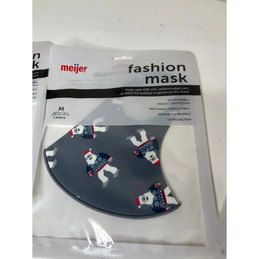 Christmas Face Mask Kids M Reusable Washable Protection Cover Yeti Santa NEW - 3